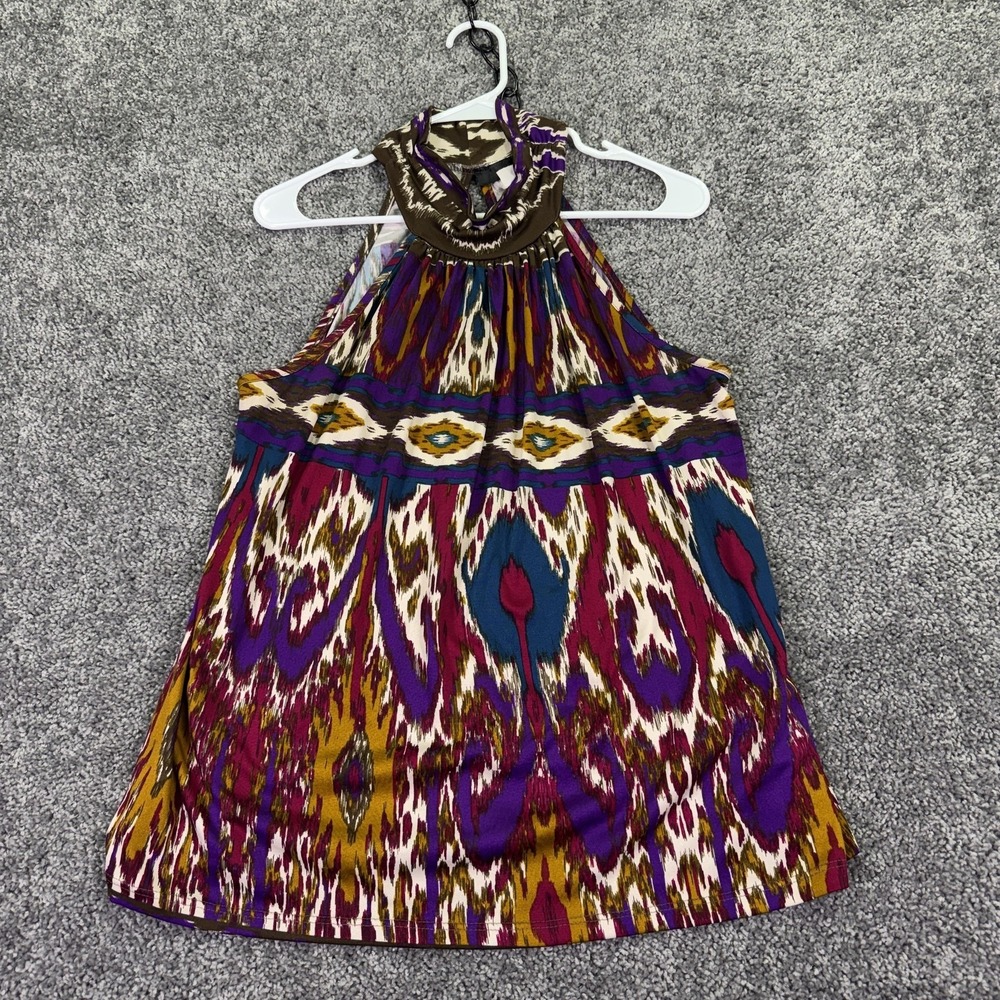 Destiny Blouse Womens XL Multicolor Geometric Halter Jersey Casual Summer